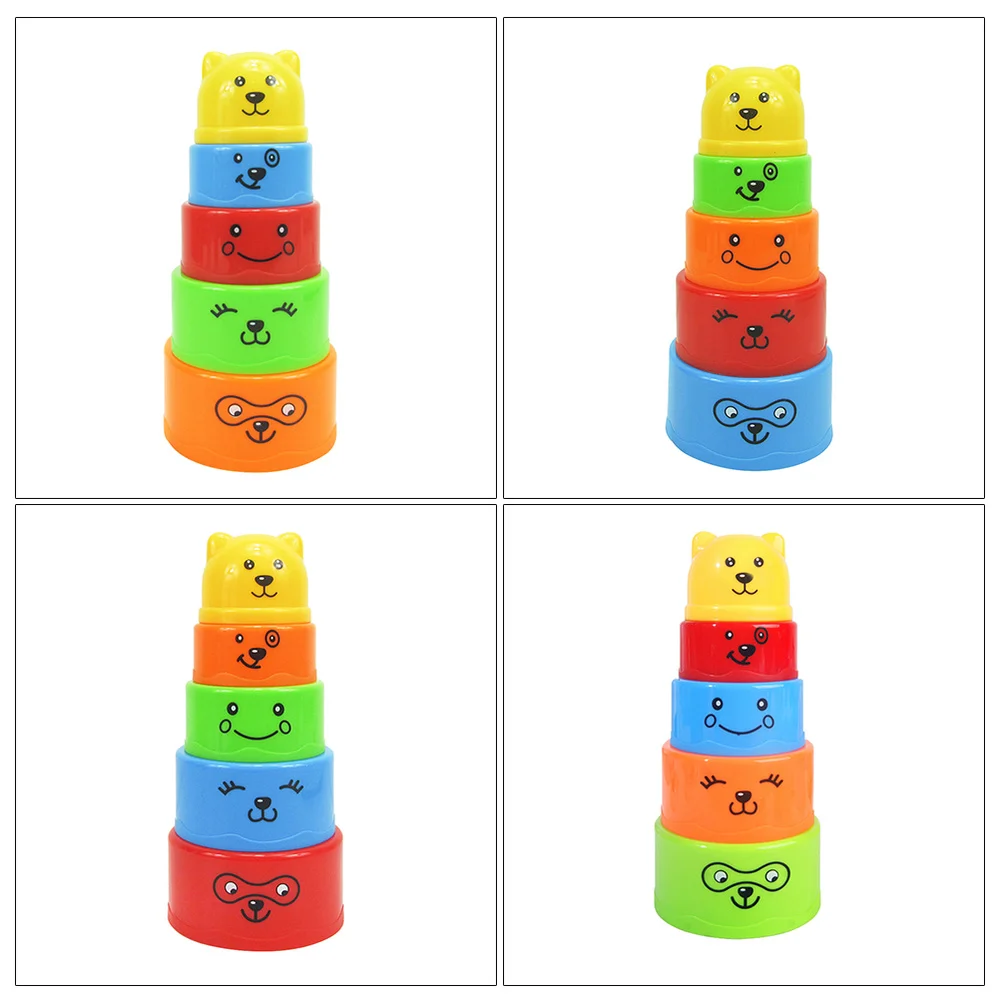 

5pcs Lovely Children Bath Toys Stacking Cups Baby Early Learning Toys Early Educational Stacker