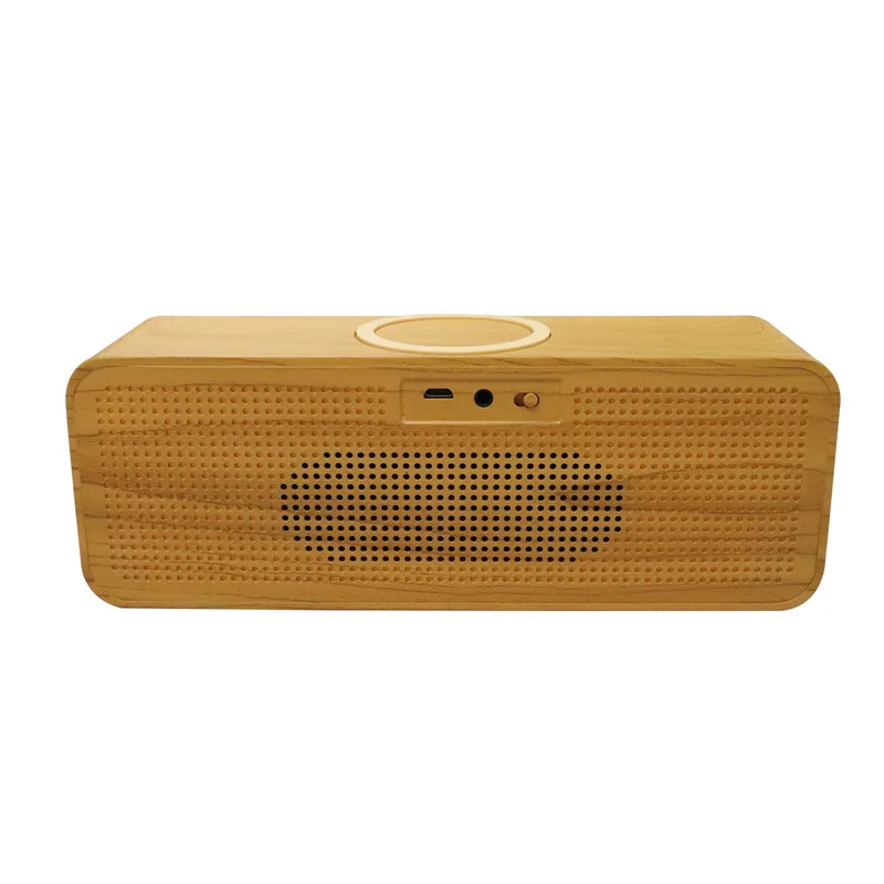 

Bluetooth speaker wireless charging 5W fast charging subwoofer creative wood grain wireless charging clock audio speaker