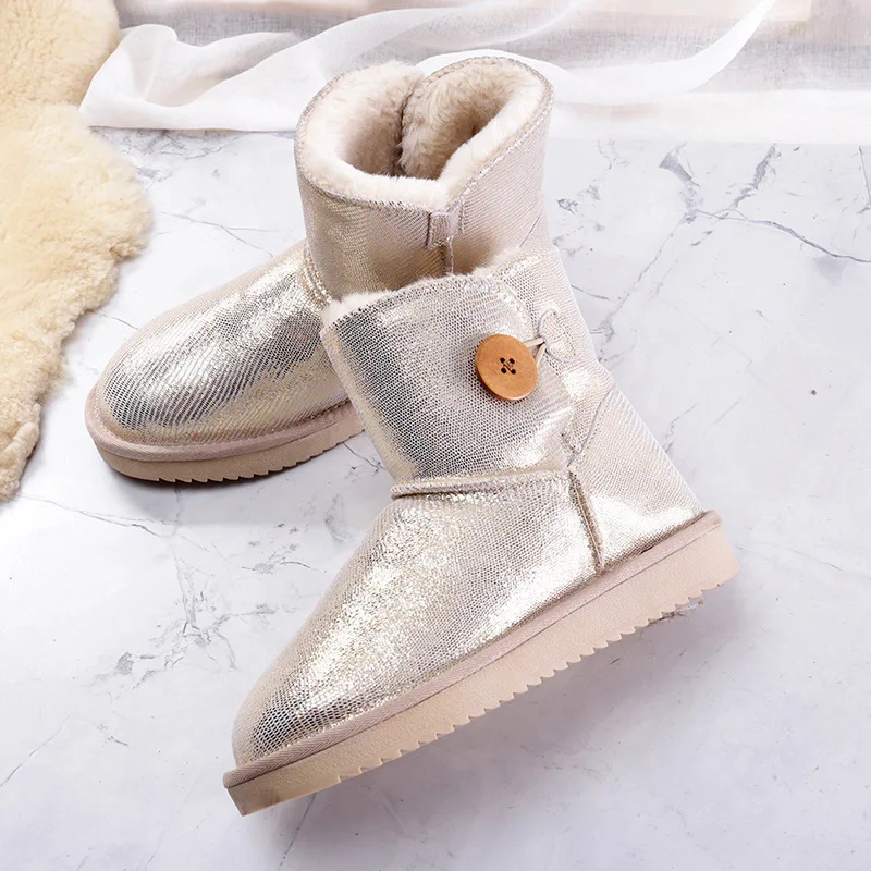 Новинка Модная водонепроницаемая обувь Женские ботинки Теплые ботильоны Зимние