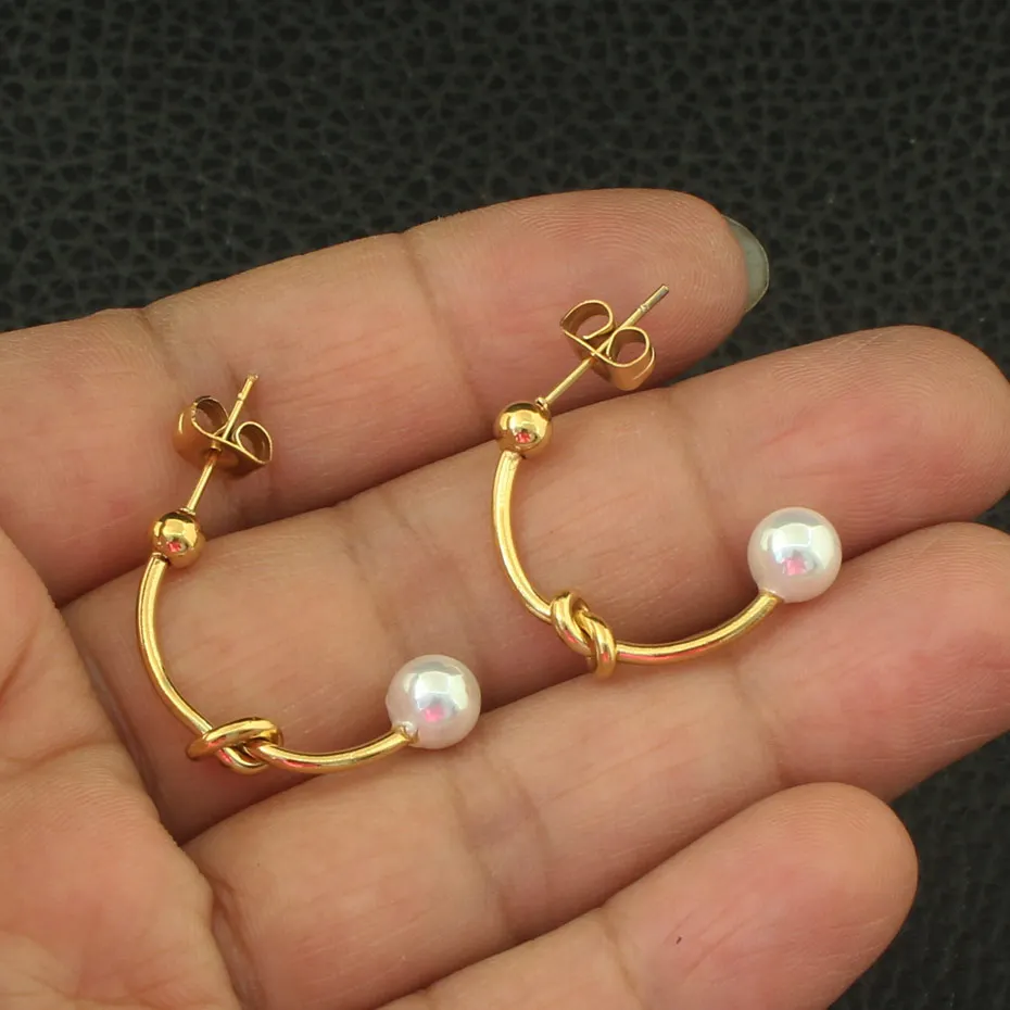 Newest Gold Color Fashion Stainless Steel Jewelry Simple Earrings Personality For Woman And Girl 2 Styles EBJZAIBB | Украшения и