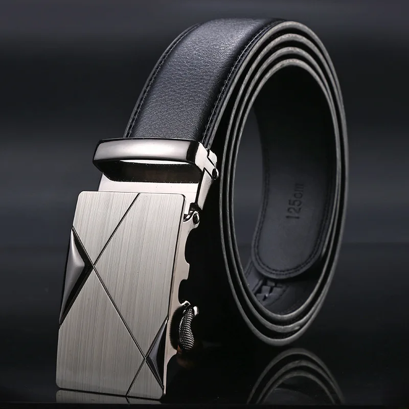 Metal Off Men's Belt Automatic Buckle Trend Versatile Business Leisure Simple PU Belt Luxury Punk Leather Belt Young Belt White