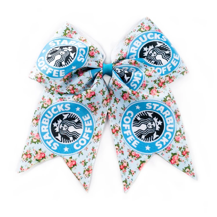 8pcs/lot 7'' Print cute ribbon Large Cheer Bows With Elastic Band Handmade girl Headwear Bow Hair Bands | Дом и сад