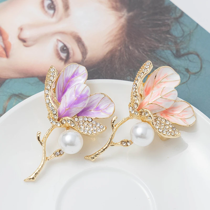 RHao Романтические Розовые фиолетовые броши в форме цветка папука для женщин