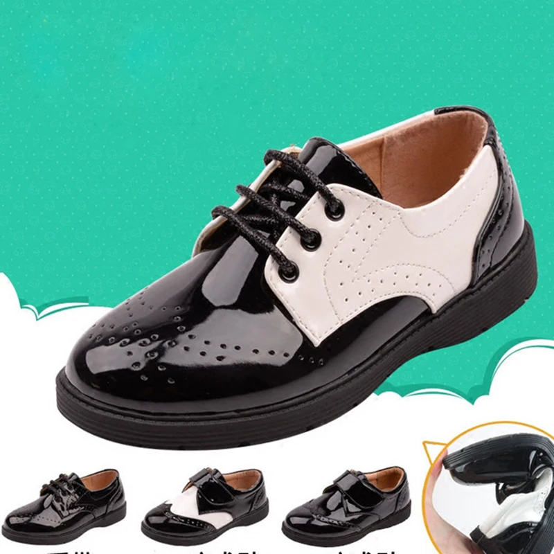 

LUBIBEIBEI Kids Leather Shoes Spring Summer New Patent Leather Boys Party Shoes Student Black High Style Performance Shoes KS95