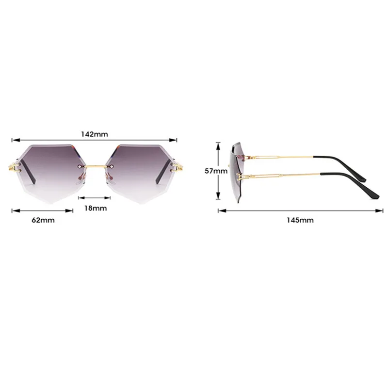 

Polygonal Frameless Sunglasses Women Personal Trimmed Gradient Driving Sunglasses Man Vintage Light Glasses Fashion Accessories