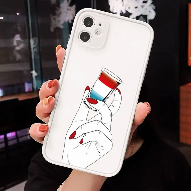 

Hand art daisy Love heart butterfly Phone Cases matte transparent For iphone 7 8 11 12 plus mini x xs xr pro max cover