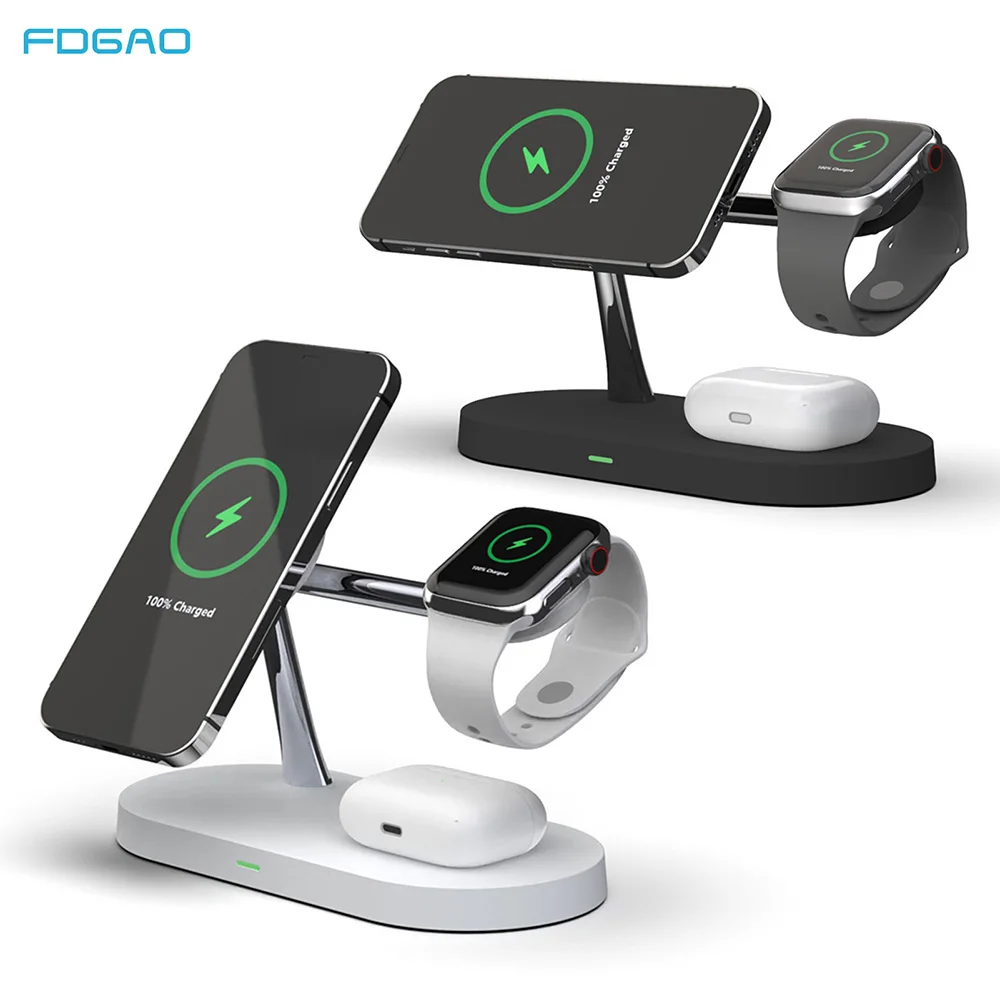

FDGAO Magnetic Wireless Charger 15W Fast 3 in 1 Magnet Station for iPhone 13 12 Pro Max Mini For Apple iWatch 6 SE 5 Airpods Pro