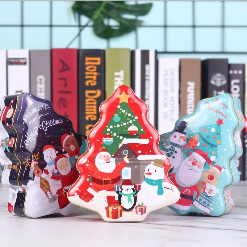 

Christmas Candy Box Christmas Eve Small Gift Christmas Tree-shaped Tin Box Cookie Packaging