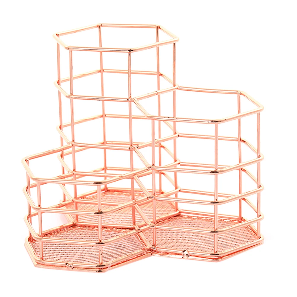 

New Design Metal Cosmetic Brush Storage Box Stationery Storage Box Pencil Pen Neutral Pen Holder Office Home School For Student