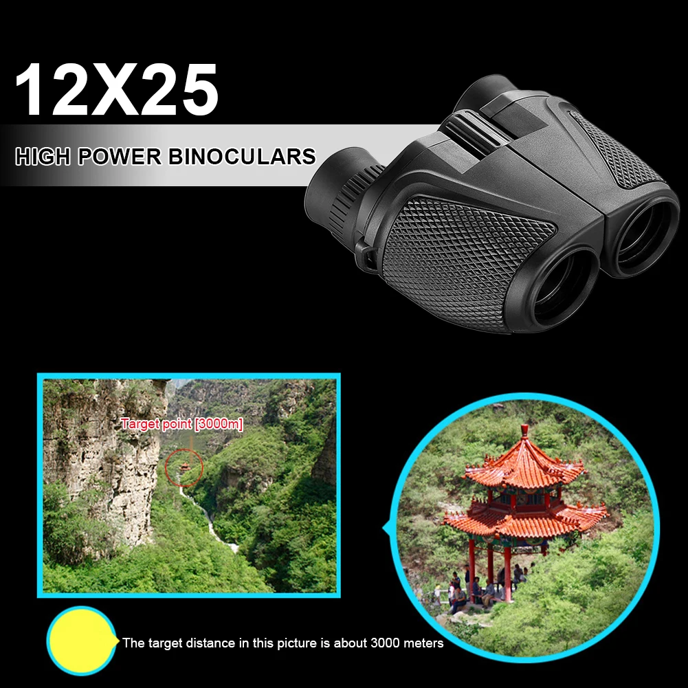 

10-12X Binocular Telescope HD BAK4 3000 m HD Mini Professional Telescope Outdoor Hunting Camping Bird Watching Equipment