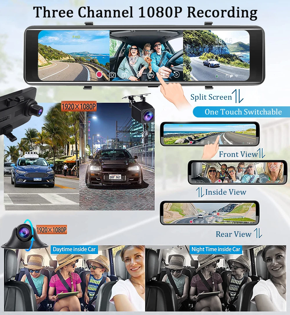 Автомобильный видеорегистратор-зеркало заднего вида 12 дюймов 3 дюйма |