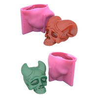 d0lc devil hornsshofar skull small skull shape silicone mold for diy decoration making soap candle melt resin polymer clay