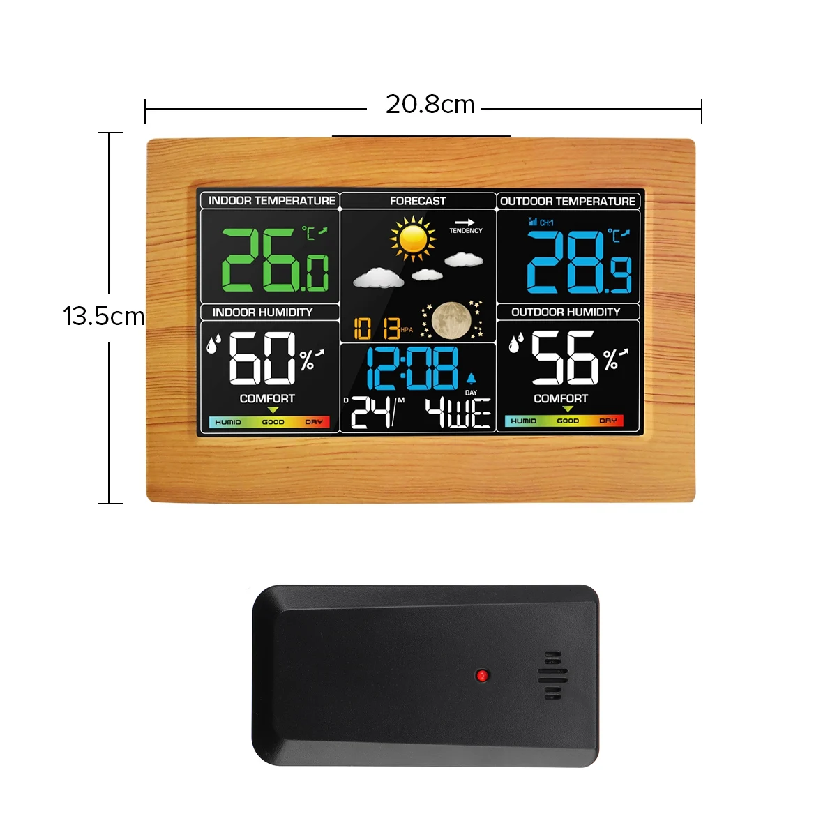 DIGOO DG-TH8270BC деревянная цветная беспроводная погодная станция наружный