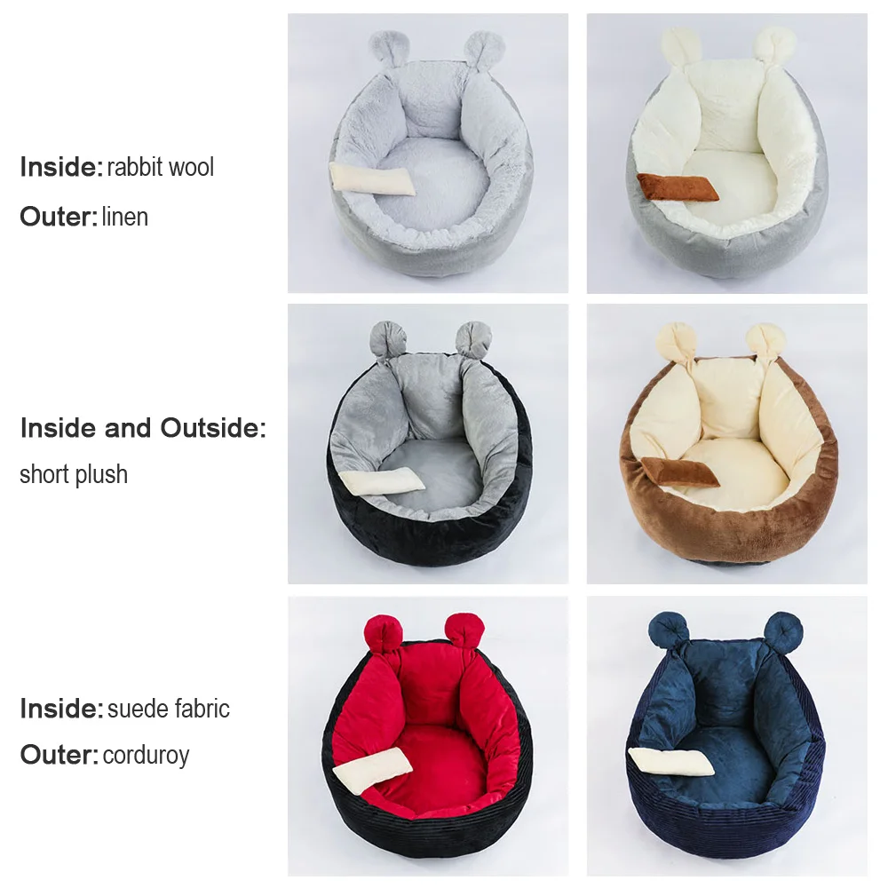Круглая кровать для кошки плюшевая зимняя теплая лежак милая мягкая подушка в