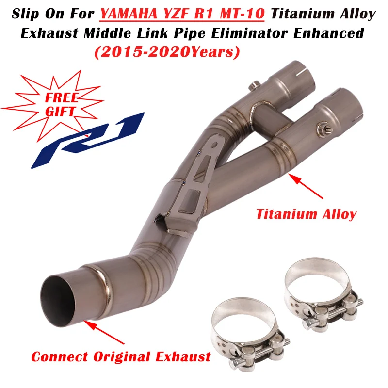 Tubo de Escape para motocicleta Yamaha, tubo de enlace medio de aleación de titanio, eliminador mejorado, para Yamaha YZF R1 MT-10 2015 - 2020