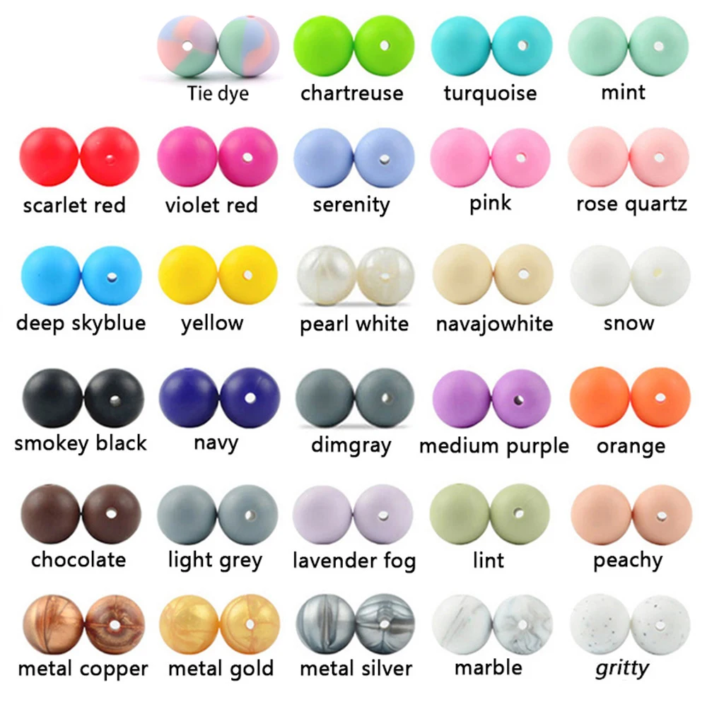Cuentas de silicona sin BPA para chupete, cuentas sueltas de silicona de 9MM para mordedor seguro, accesorio para collar de cuentas redondas DIY-2