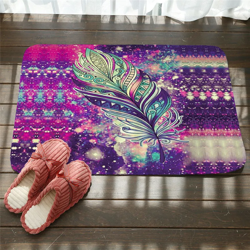 Напольные и дверные фланелевые коврики с изображением мандалы радужного цвета