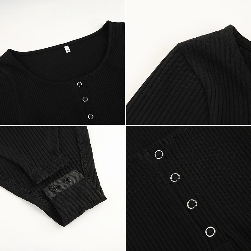 

Darlingaga Autumn Winter Sexy Black Jumpsuits Skinny Buttons Long Sleeve Jumpsuit Shirt Women 2020 Fashion Body Mujer Jumpsuits