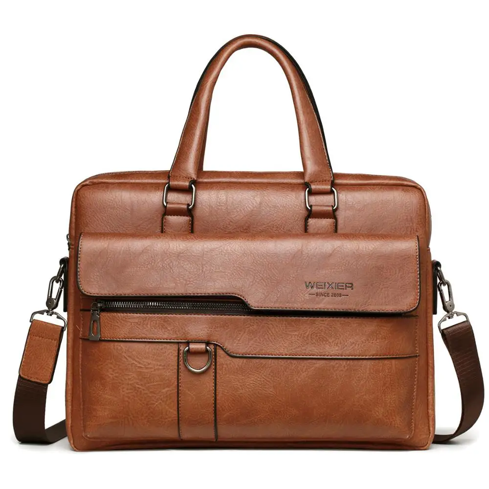 Weysfor Men Briefcase Business Shoulder Bag Leather Messenger Bags Computer Laptop Handbag Bag Men's Travel Crossbody Bag