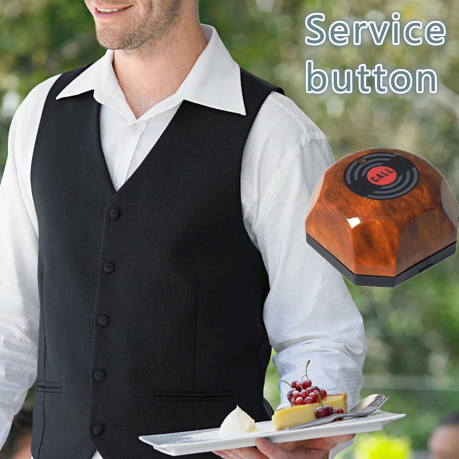 Система вызова клиента деревянный пейджер для кейтеринга Беспроводная кнопка