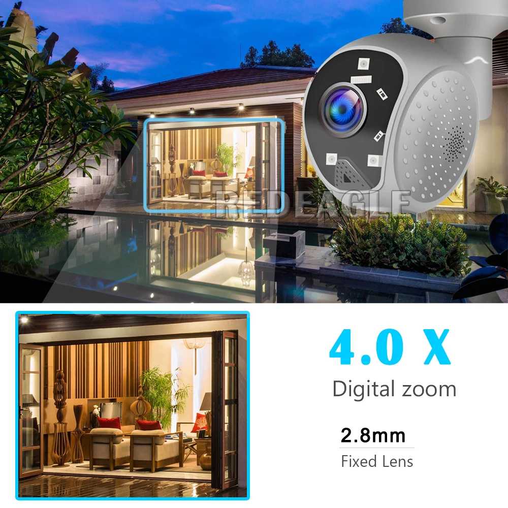 REDEAGLE HD 1080P IP Camera Wireless WiFi Outdoor Security 4X Digital Zoom Motion Detection Sound and Light Alarm Siren | Безопасность и