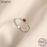 jecircon 925 sterling silver ruby 14k gold plating ring women simple ins small fresh japanese female ring jewelry accessories