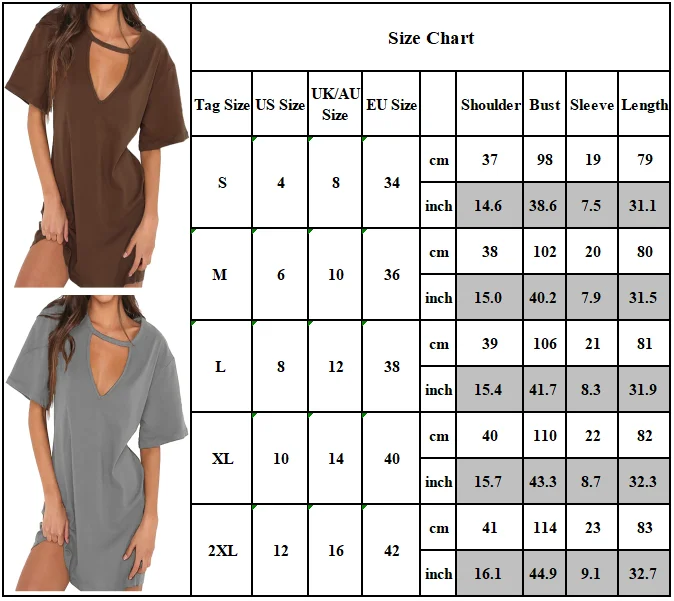 

Womens Short Sleeve V Neck Mini Shirt Dress Plain Casual Loose Baggy Sundress L