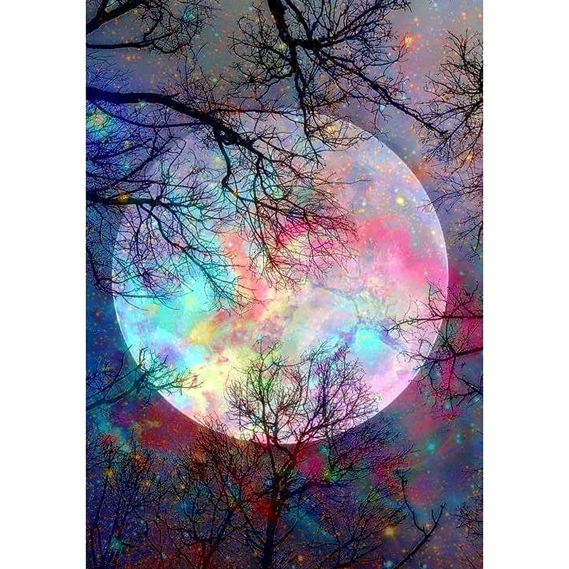 

5D DIY Diamond Painting Full Square/Round Drill "Colored Moon" 3D Rhinestone Embroidery Cross Stitch Gift Home Decor