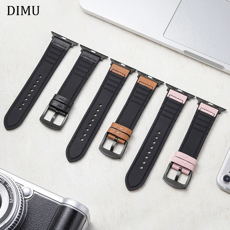 DIMU кожаный силиконовый ремешок для наручных часов Apple Watch 4 40 мм 44 браслет, ремешок для наручных часов iwatch, ремешок Series 5/4/3/2/1 38 мм 42 мм ремешок для часов
