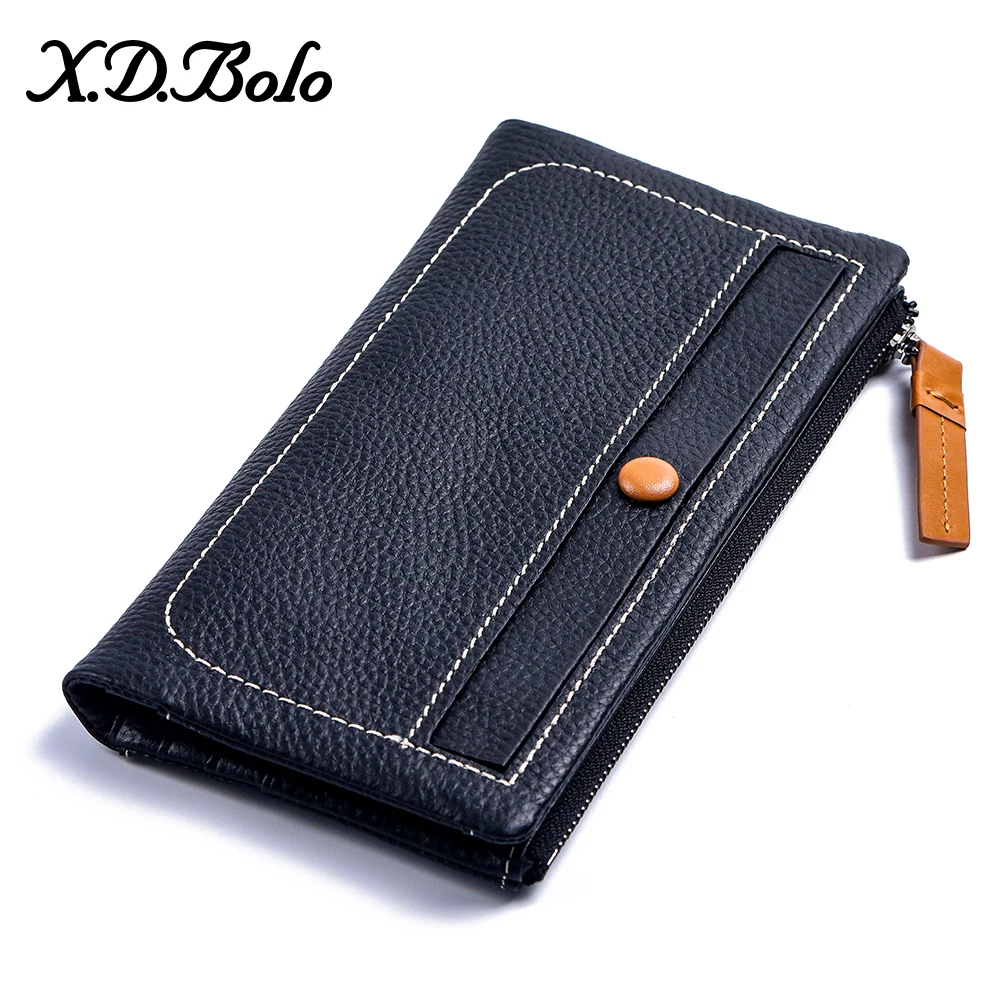 

2020 New Women's Wallet Genuine Leather Wallet Portfel Damski Lady Long Leather Clutch Bag Wallet Phone Pocket Carteira Feminia