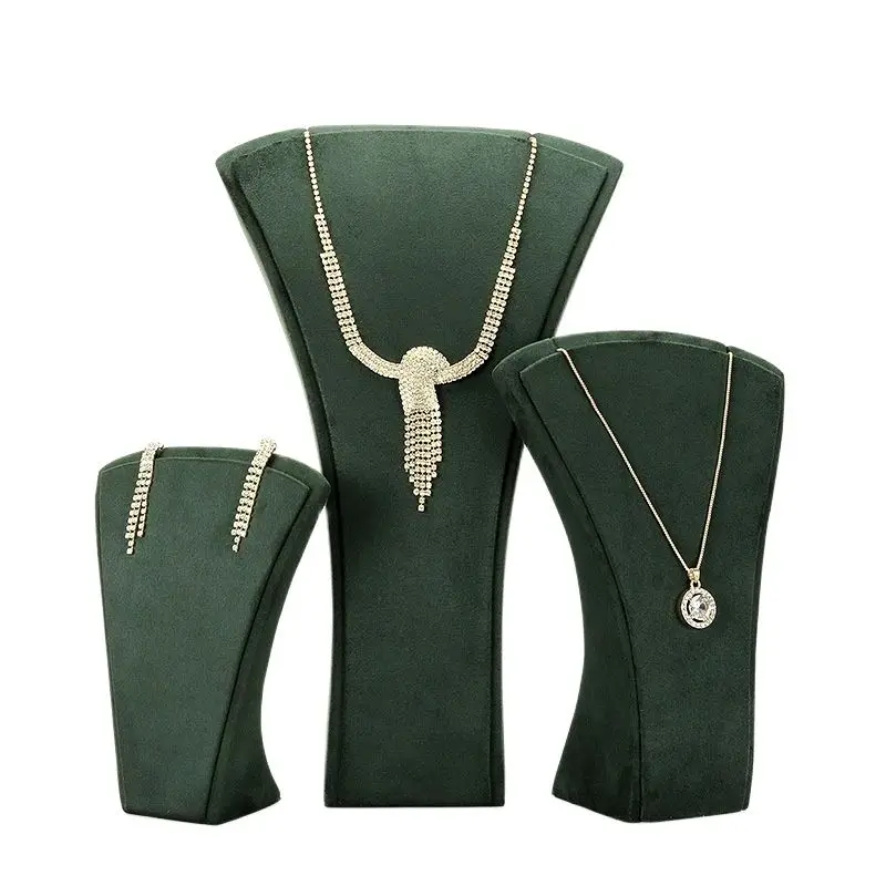Jewelry Display Stand Necklace Storage Window Stand Factory Direct Sales Army Green Fan-shaped Jewelry Stall Push Props Stand