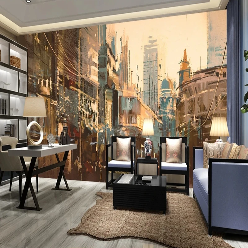 

Custom Photo Wallpaper 3D Abstract Retro City Street Scenery Background Wall Sticker 3D Wall Papers Papel De Parede Painting