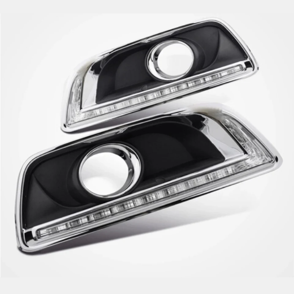 2 шт. светодиодный DRL Дневной ходовой светильник для Chevrolet Malibu 2011 2012 2013 автомобильный Стайлинг с противотуманной лампой отверстие поворотный светильник