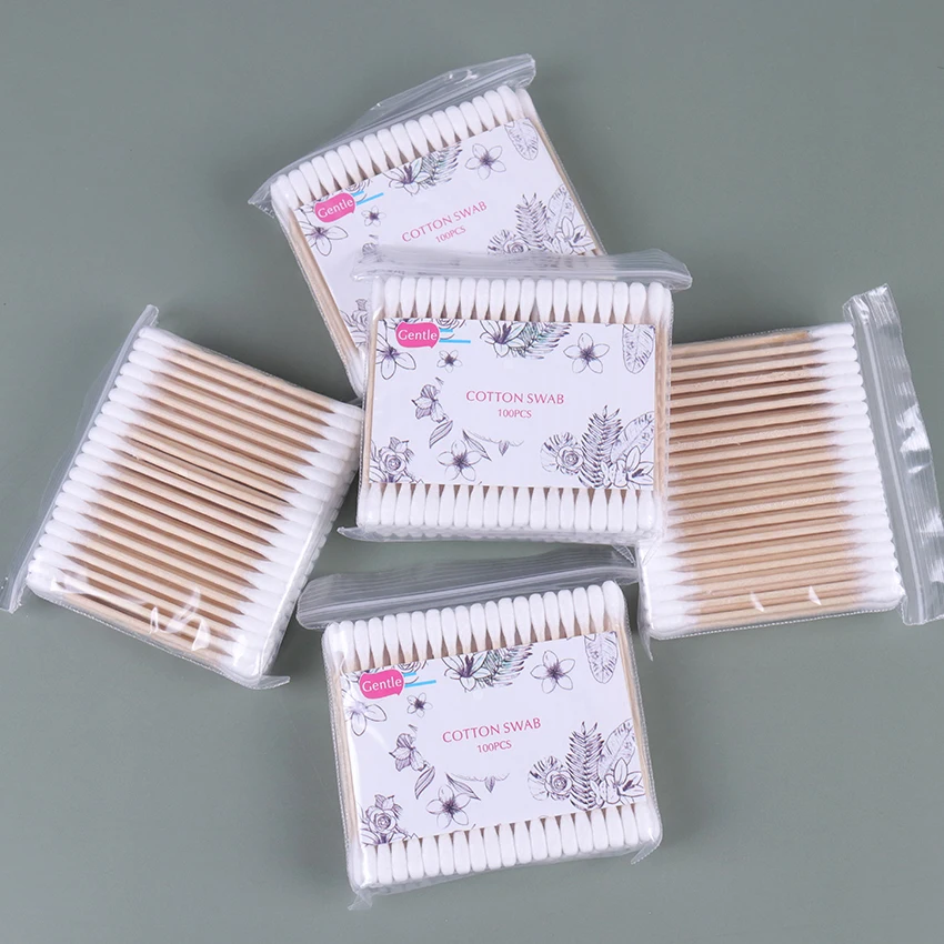 

500 искусственные ватные палочки с деревянной ручкой принадлежности для макияжа ювелирные изделия чистые ватные палочки с двойной головкой ...