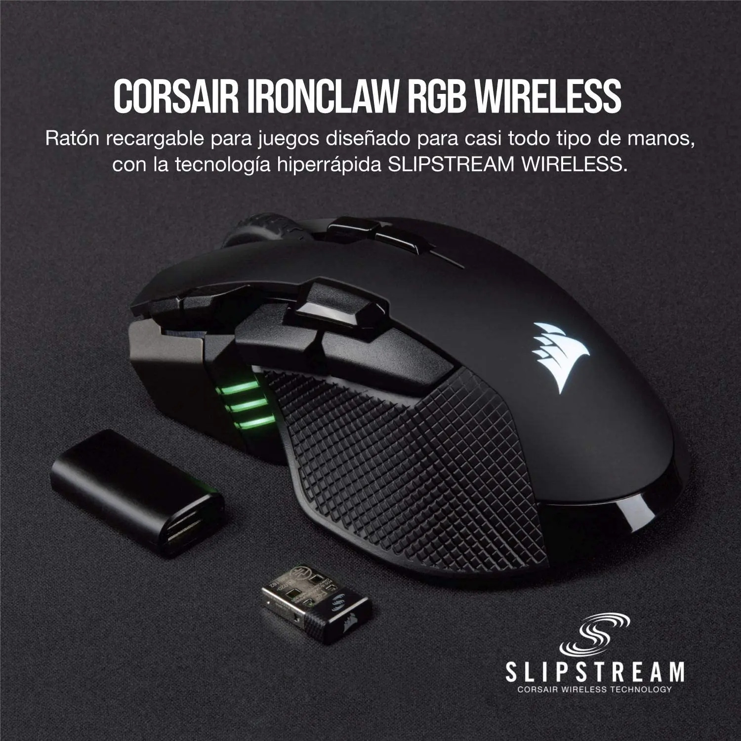 CORSAIR IRONCLAW RGB беспроводная перезаряжаемая игровая мышь с технологией SLISPSTREAM черный