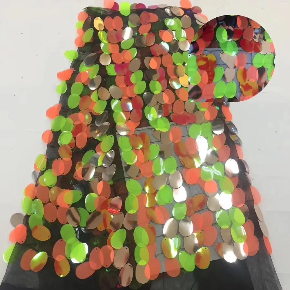 Зеленые бежевые африканские кружевные ткани с каплями воды блесток Французский