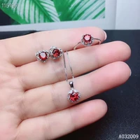 kjjeaxcmy fine jewelry 925 sterling silver inlaid natural garnet earrings ring pendant elegant girl suit support test