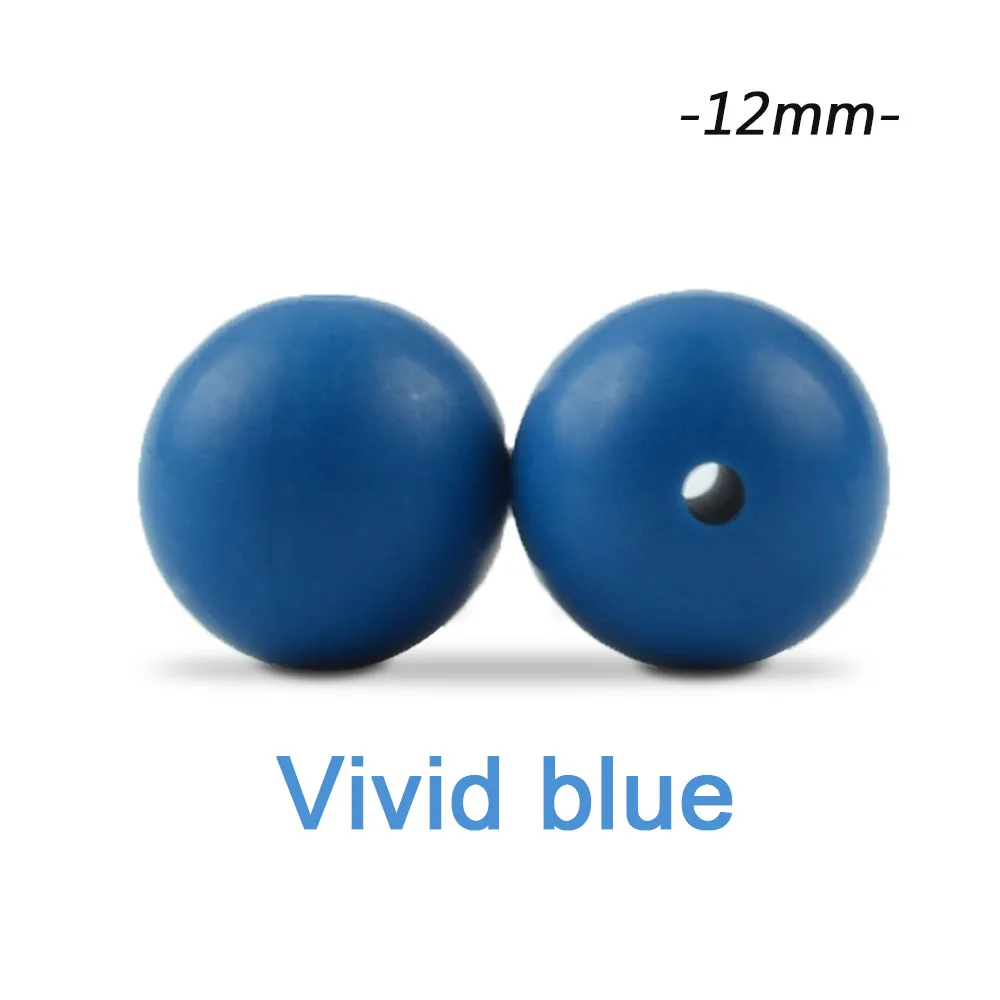 vivid blue Силиконовые бусины LOFCA, 12 мм, 200 шт, детские силиконовые бусины для прорезывания зубов, Пищевая силиконовая детская соска, ожерелье, подвеска, изготовление продукта - Цвет: vivid blue