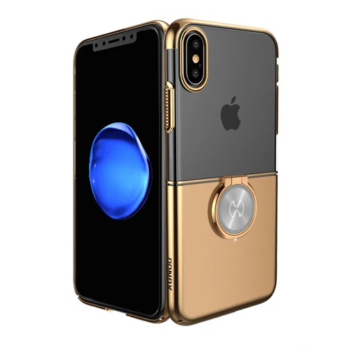 Для iPhone XS Max 6,5 чехол для телефона Xundd кольцо Пряжка держатель Жесткий PC полный защитный чехол для iPhone X/XS 5,8 XR 6,1 чехол Capa - Цвет: gold