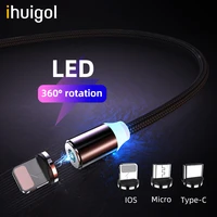 ihuigol magnetic charger cables 2 in 1 lighting for iphone x 7 8 plus charging cable type c for huawei p20 micro usb for samsung