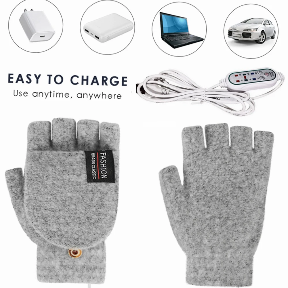 

Winter Warmer Gloves Electric Heating USB Heated Gloves Waterproof Adjustable Temperature for Outdoor Cycling Skiing Sports
