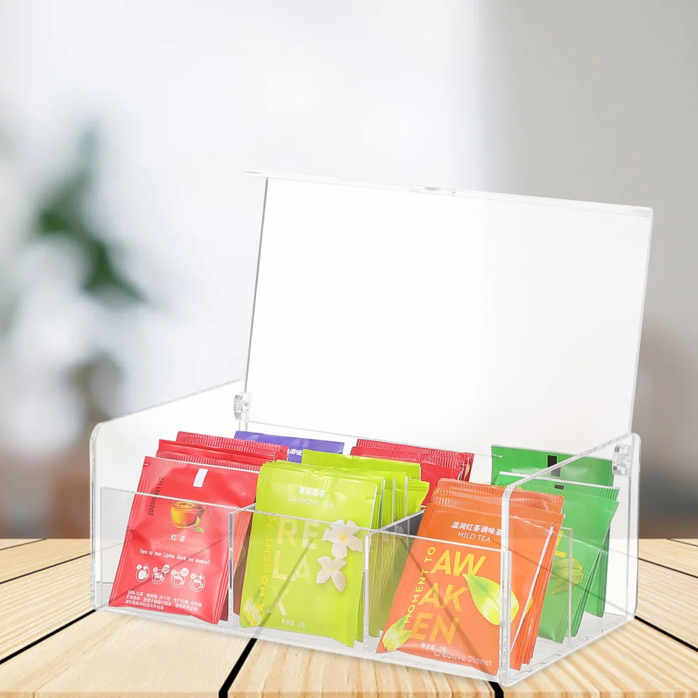 

1Pc Tea Bag Holder Sugar Bag Box Room Storage Box 6 Compartments Storage Box