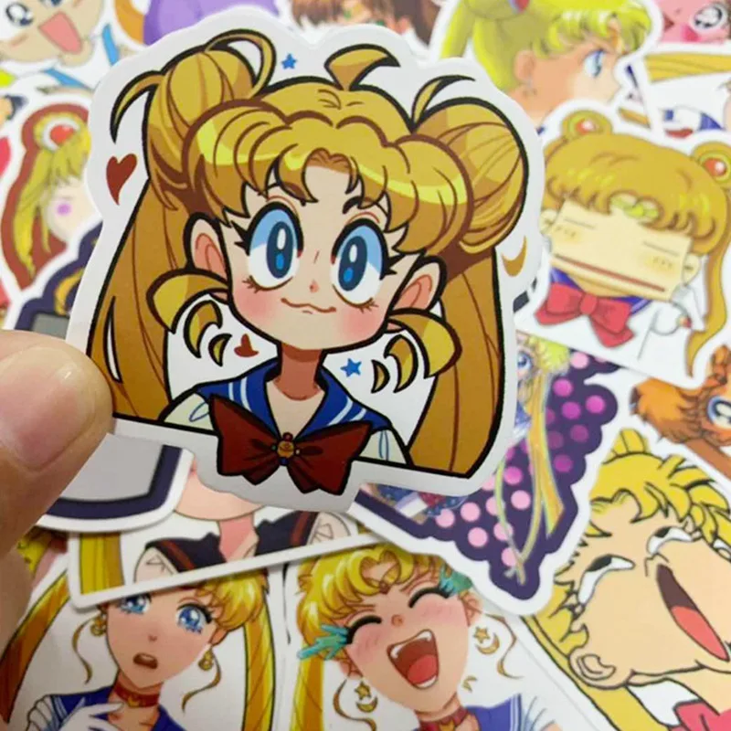 50 шт./упак. Kawaii Сейлор Мун мультфильм стикеры на клейкой основе для художественного оформления ногтей, ручная работа дневник канцелярские наклейки Детский подарок