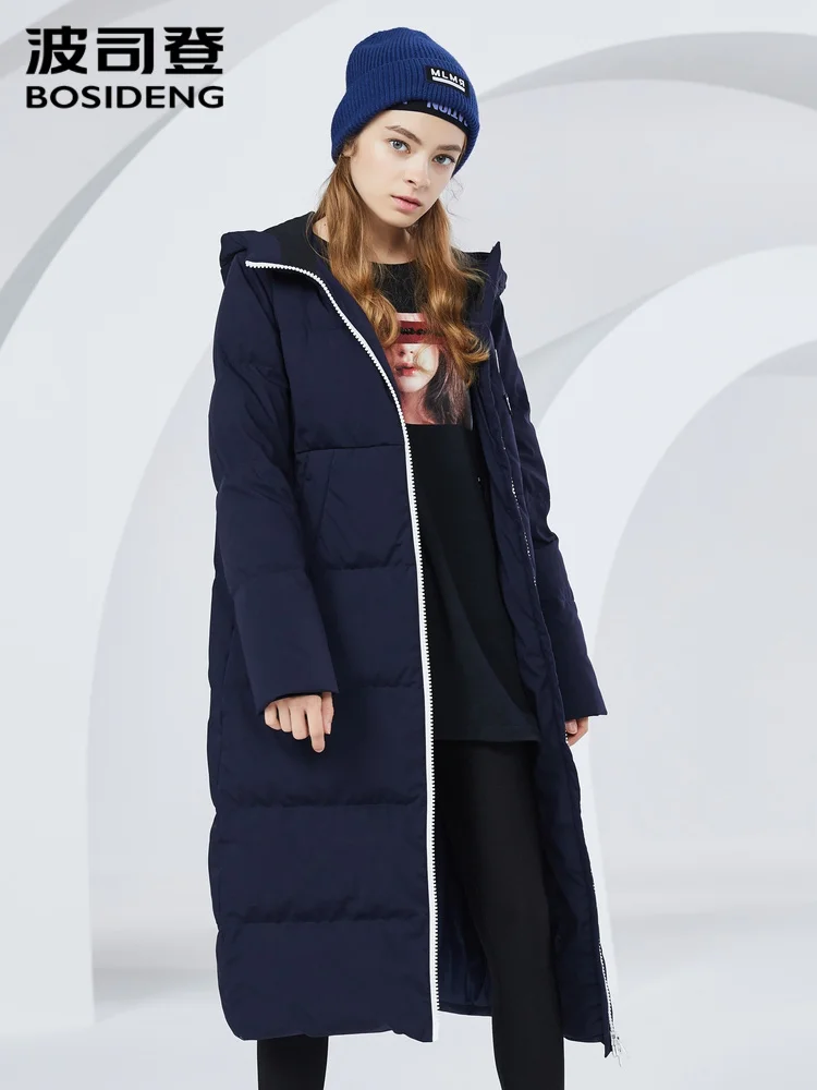 

BOSIDENG Winter new down jacket women's long knee long hooded women's casual coat trend B80142122