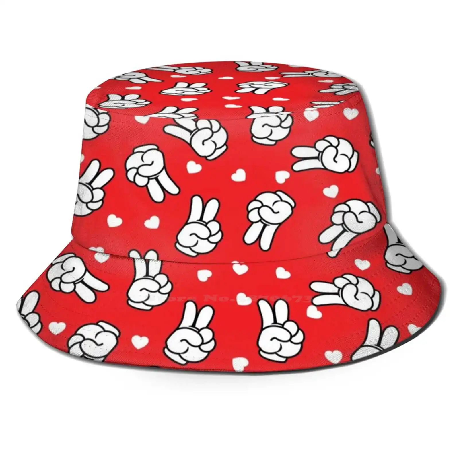 

Peace Love Mouse Корейская женская уличная Солнцезащитная шляпа Панама мышь ручная мышь узор Красный волшебный узор мышь позволяет Микки Маусу