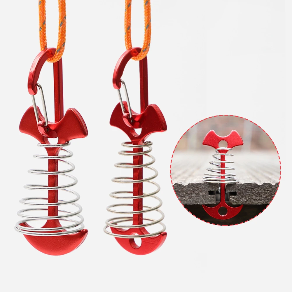 

Outdoor Tent Pegs Rope Buckle Plank Floor Spring Fishbone Anchor Deck Stakes Outdoor Camping Wooden Board Accessories Red