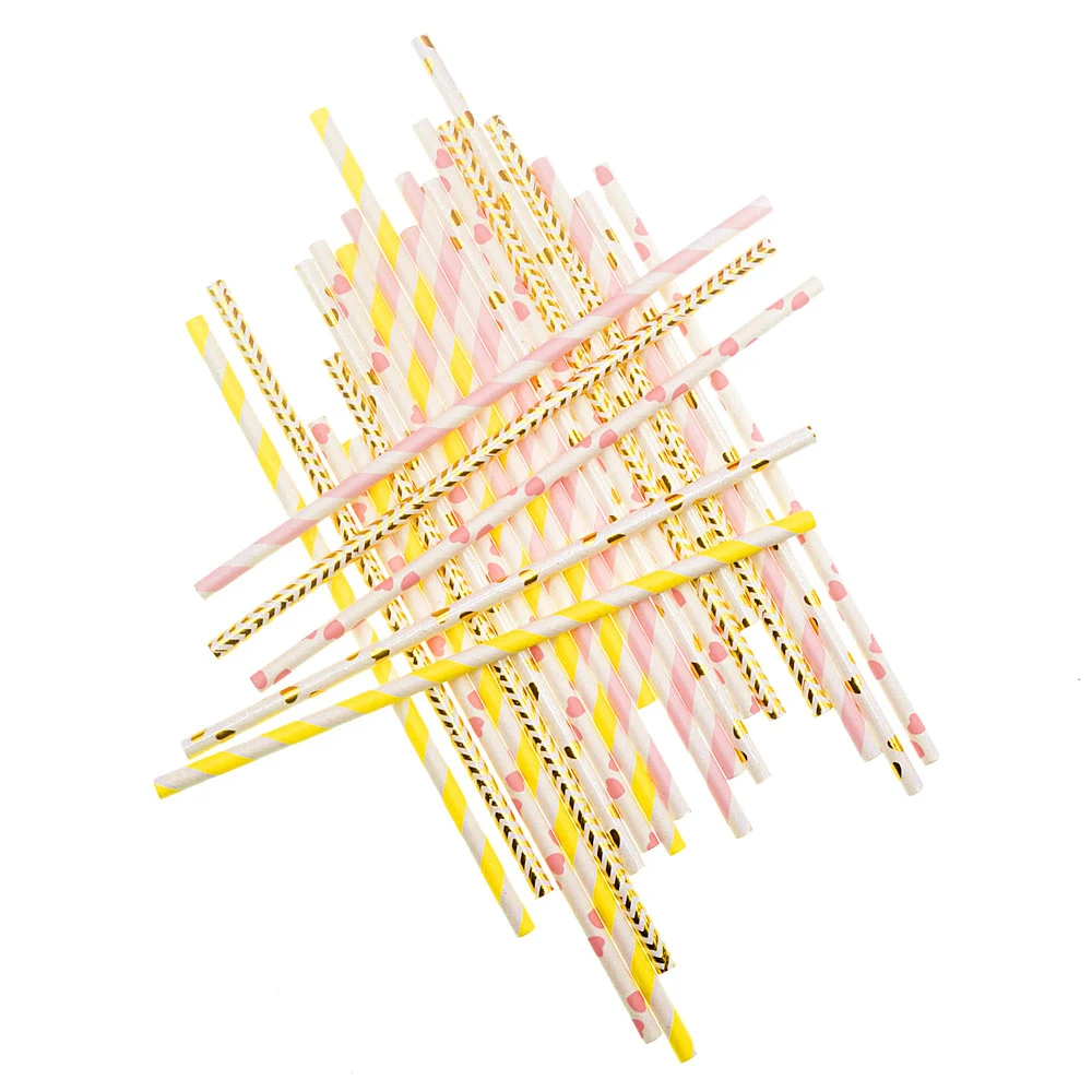 25 шт. бумажные соломинки для первого дня рождения мальчиков трубочки питья на