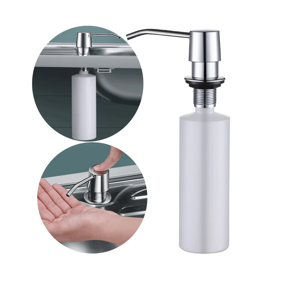 

Kitchen Sink Liquid Soap Lotion Dispenser Pumps 300ml Manually Press Organize Bottle Stainless Steel Head
