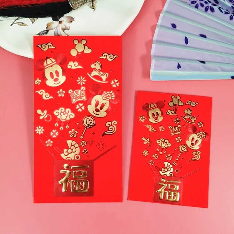 Китайский стиль Микки Минни красный пакет 2020 китайский новый год конверт 6