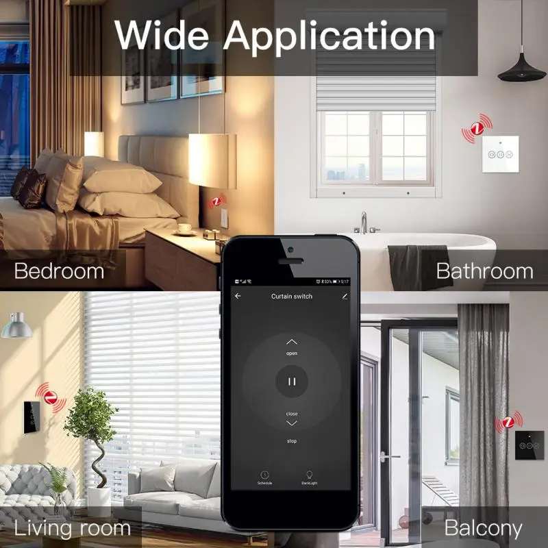 

Tuya ZigBee RF Smart Touch Curtain Switch Roller Blinds Shutter Wireless Control Relay Status Works with Alexa Google